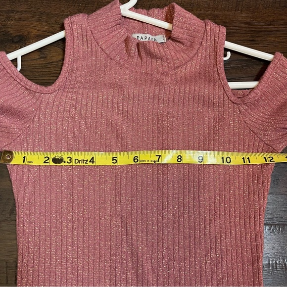 Casual party dress rose pink color small bare shoulder high neckline - Picture 5 of 5